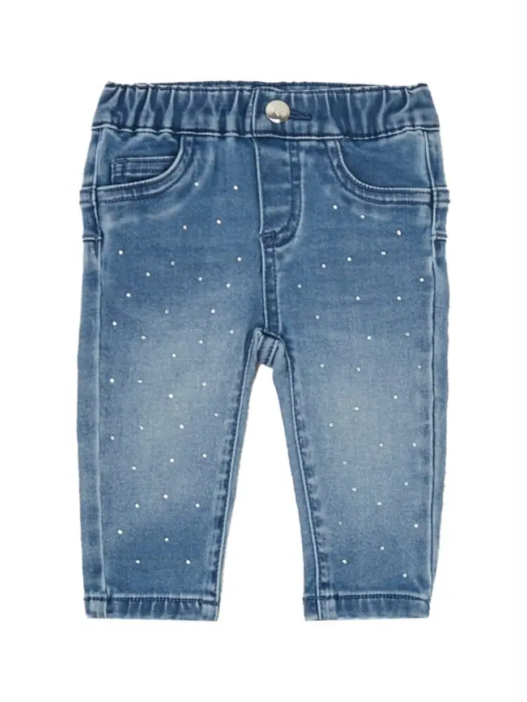 jeans infant lavaggio medio con strass