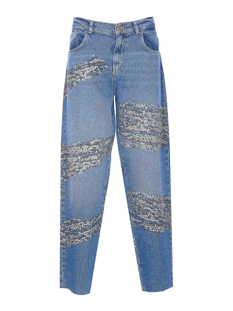 Jeans strass Blu