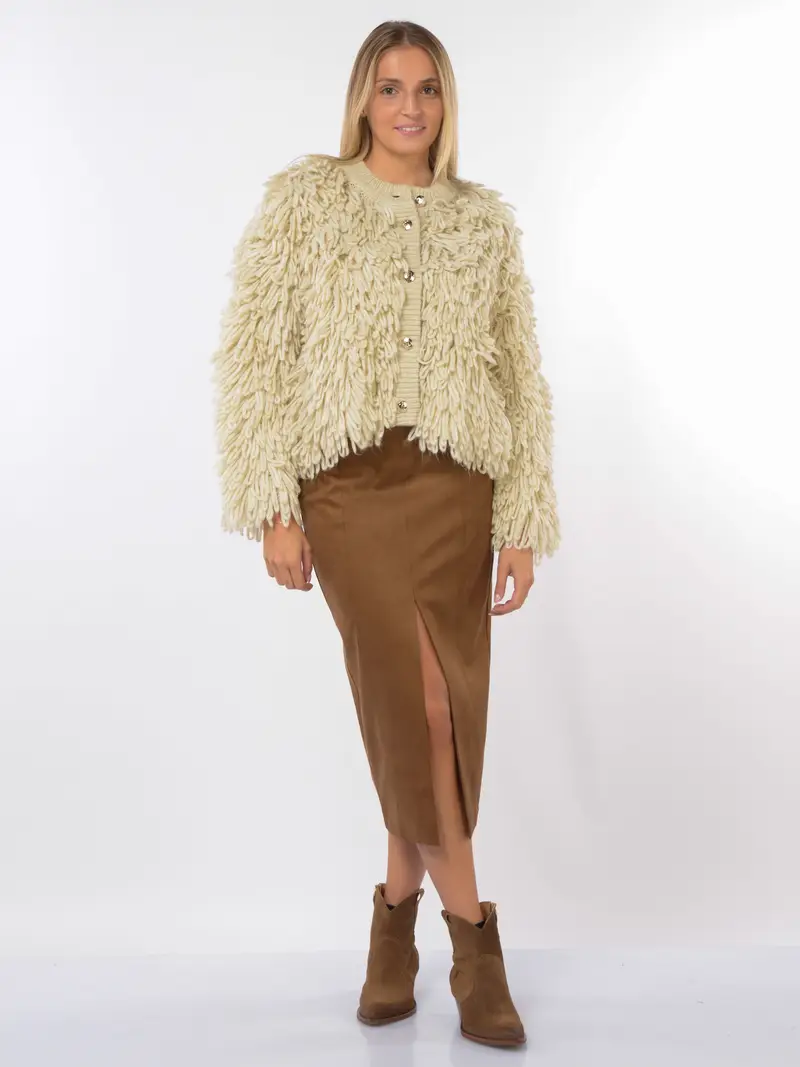 maglia da donna Liu Jo aperta in punto pelliccia BEIGE miniatura 2