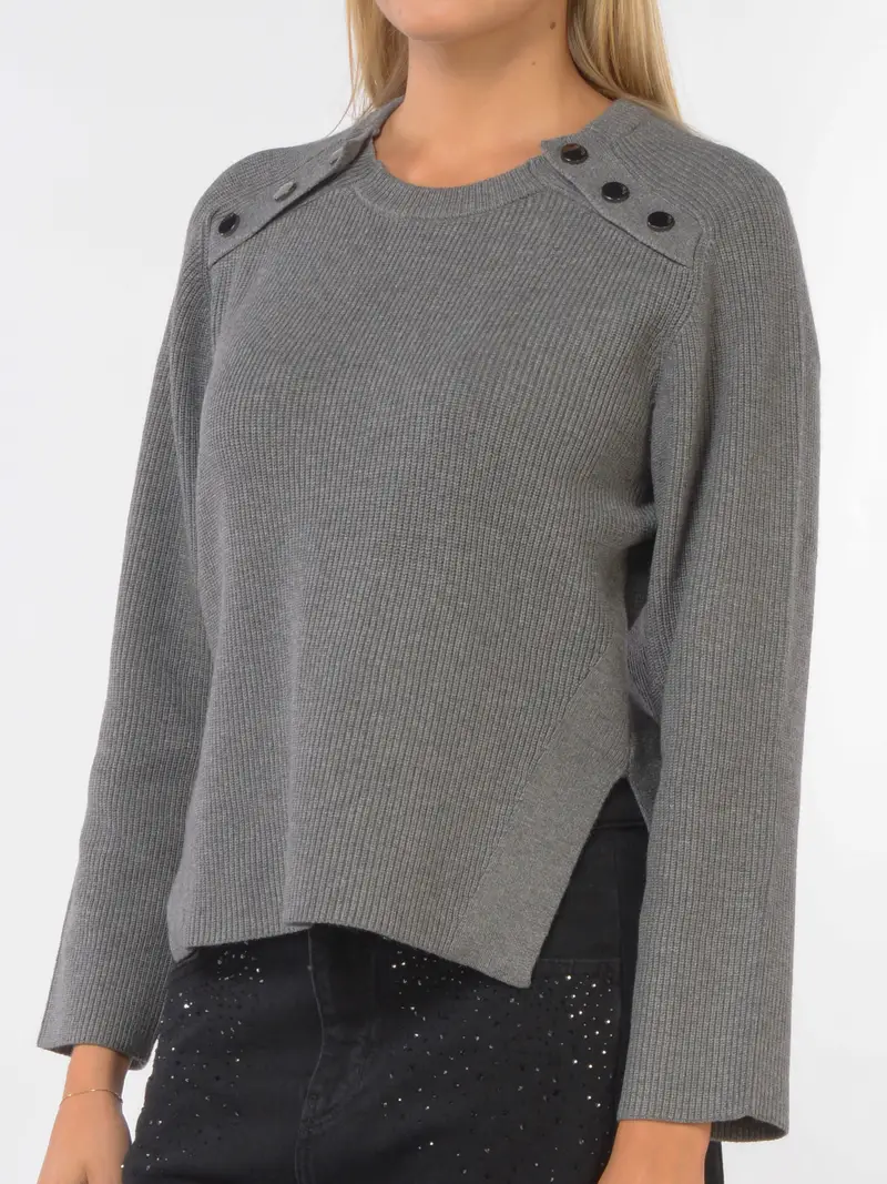 maglia da donna Liu Jo con spacchi e bottoni Grigio