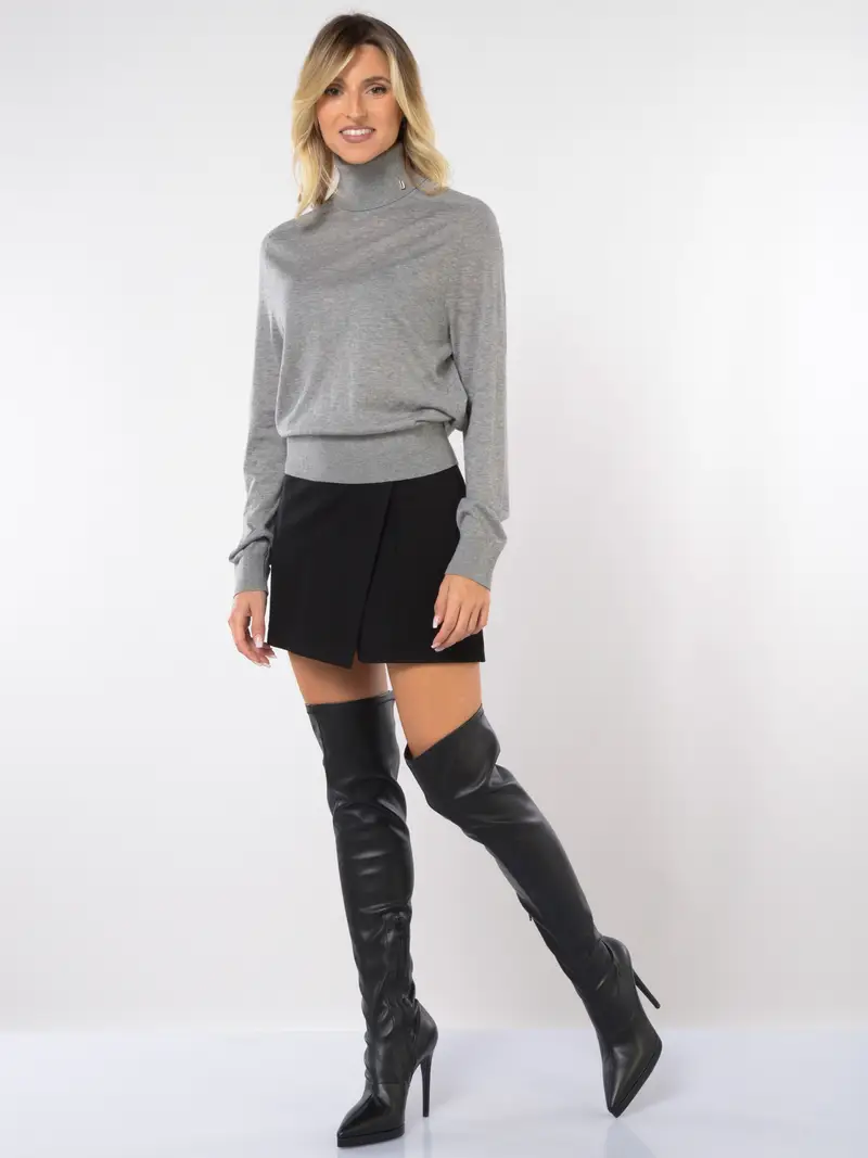 maglia da donna Liu Jo dolcevita con logo Grigio miniatura 2