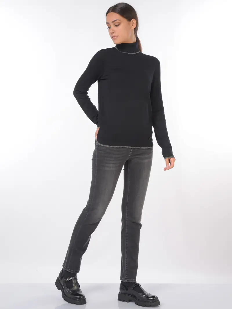 maglia da donna Liu Jo dolcevita con profili Bianco miniatura 2