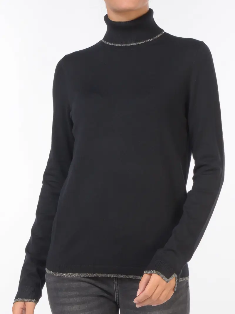 maglia da donna Liu Jo dolcevita con profili Bianco