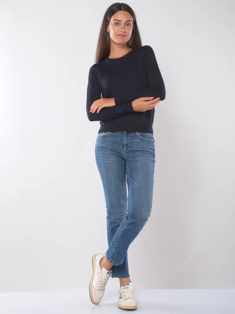 maglia da donna Liu Jo girocollo in lana merino Blu miniatura 2