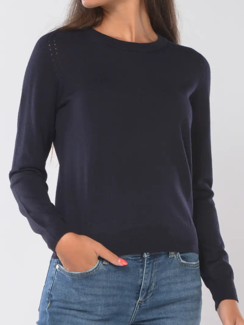 maglia da donna Liu Jo girocollo in lana merino Blu