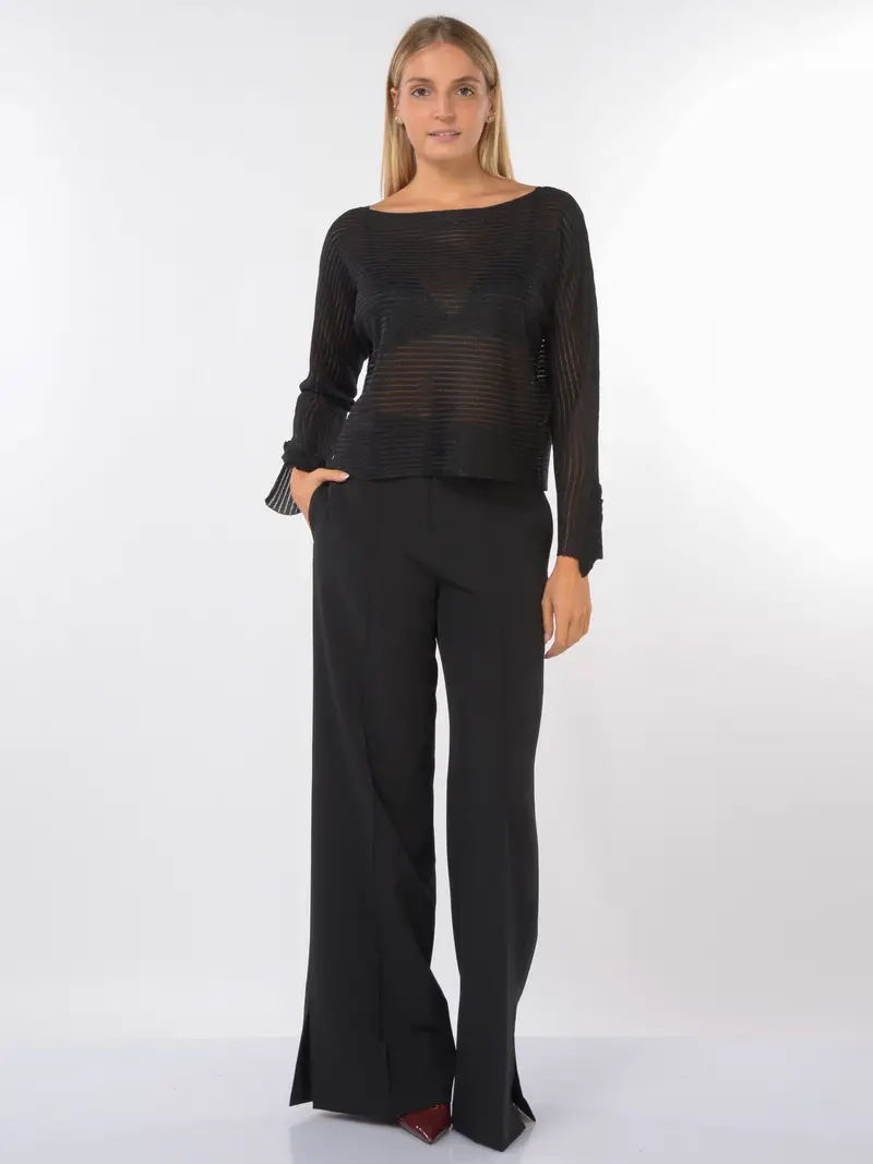 maglia da donna Liu Jo in lurex con spalla scesa NERO miniatura 2