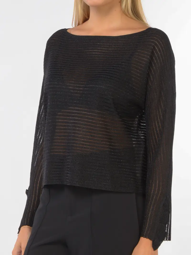 maglia da donna Liu Jo in lurex con spalla scesa NERO