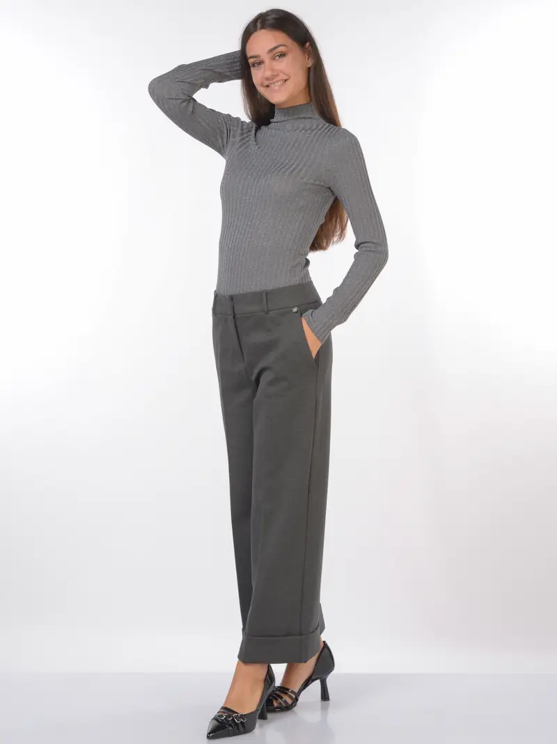 maglia da donna Liu Jo lupetto a costine Grigio miniatura 2