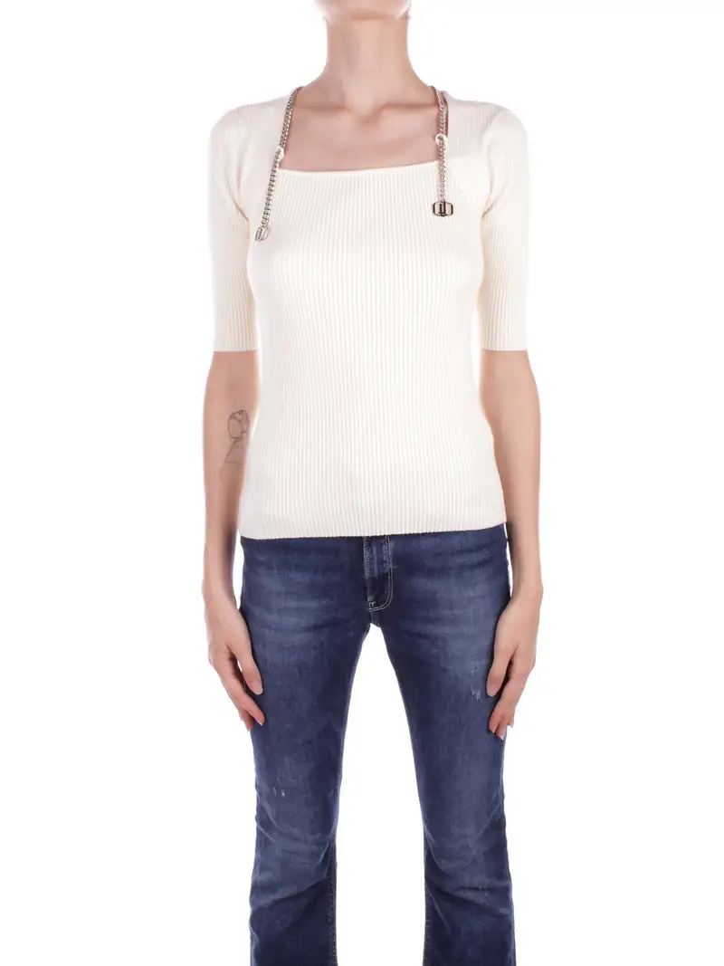 Maglia Donna LIU JO White Maglia chiusa man. gomito