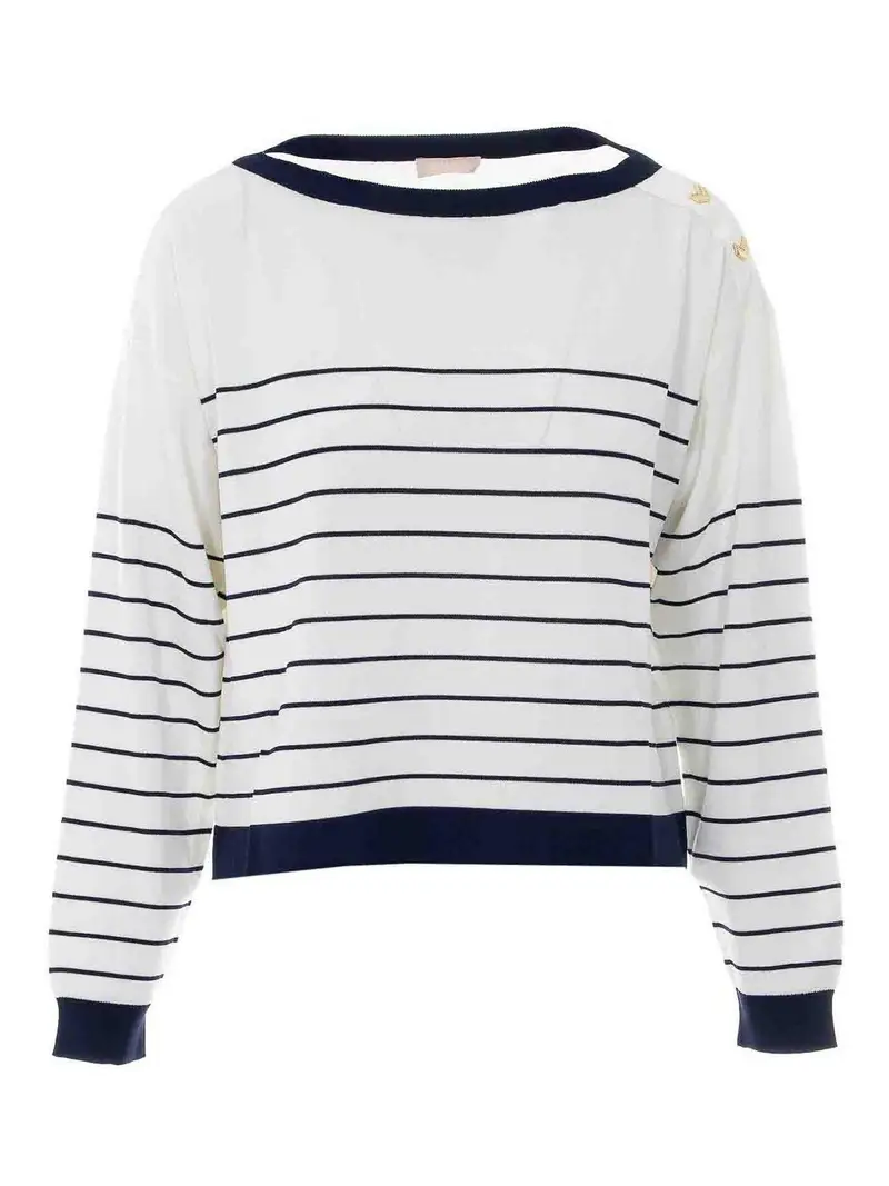 Maglione Bianco E Blu