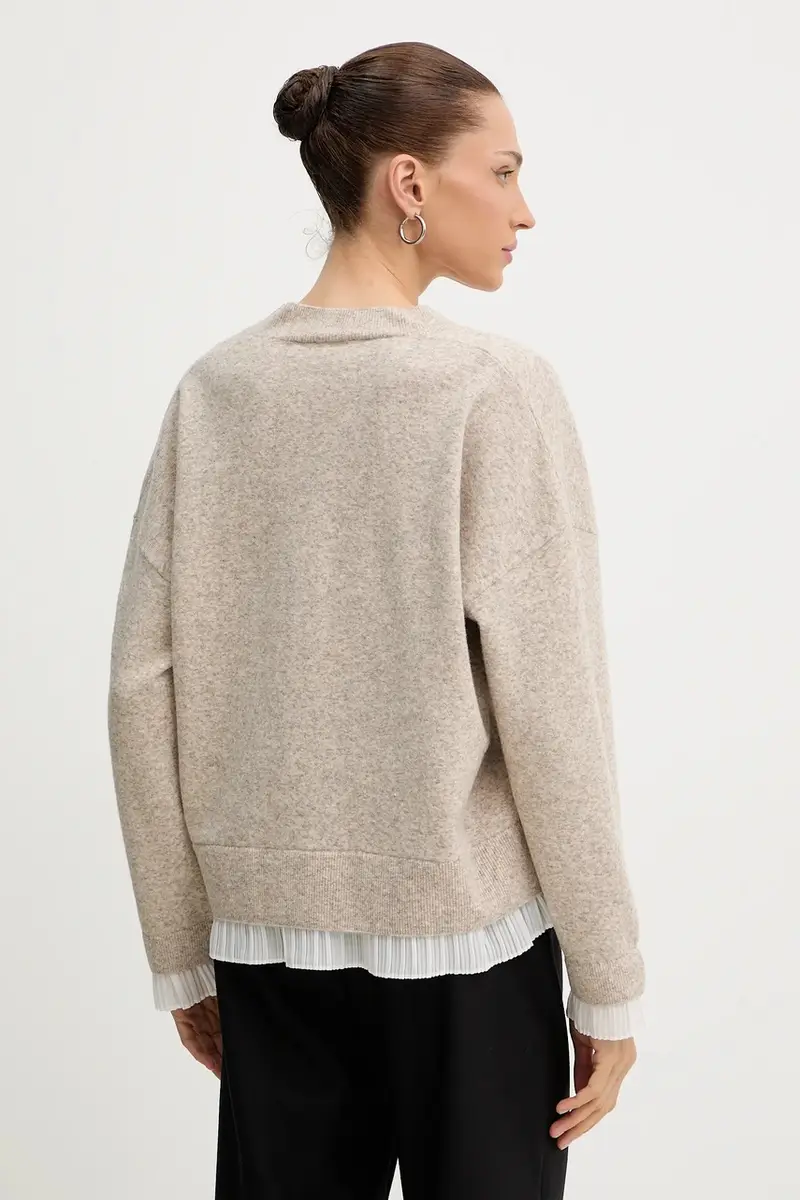 maglione con lana colore beige MF5123 MA90Q miniatura 3