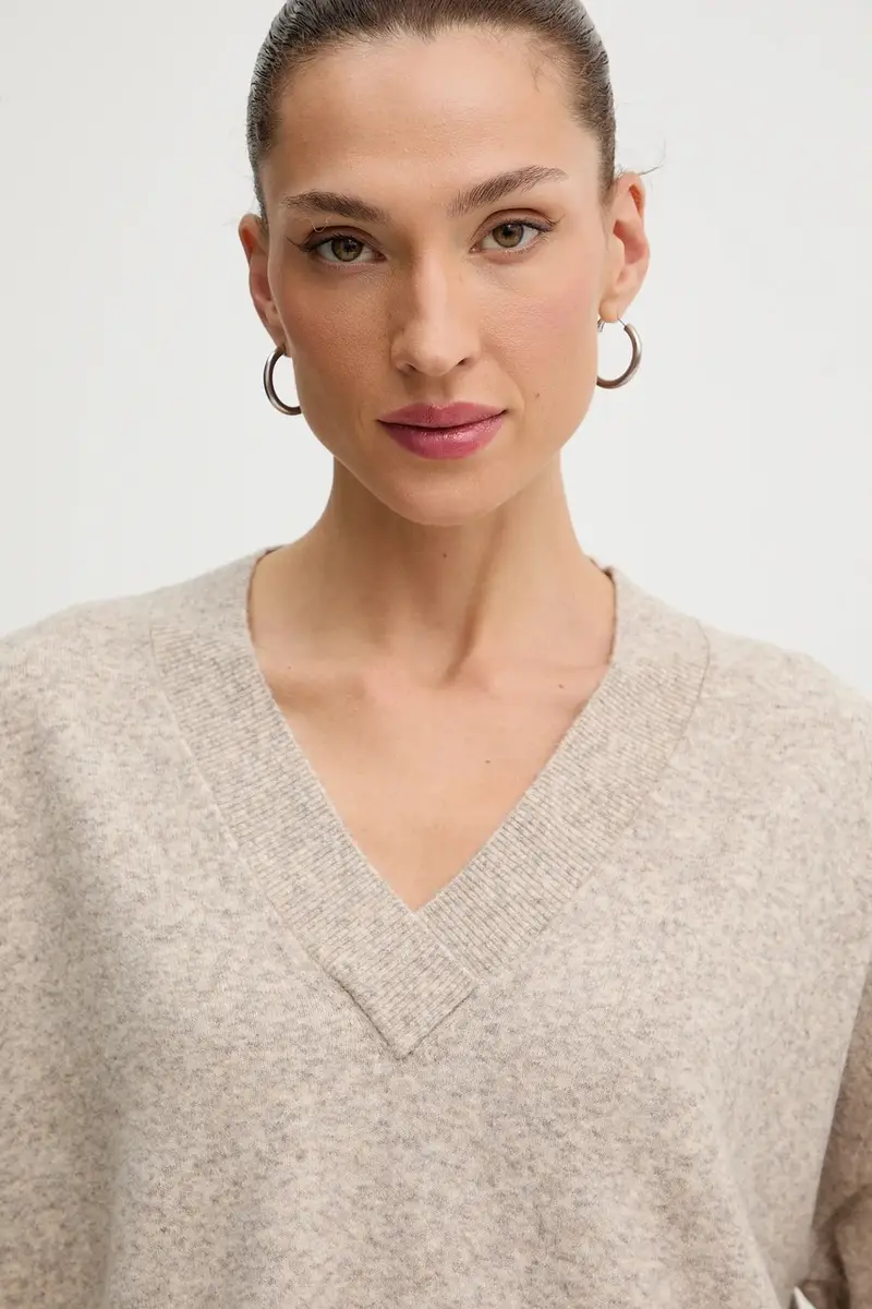 maglione con lana colore beige MF5123 MA90Q miniatura 4