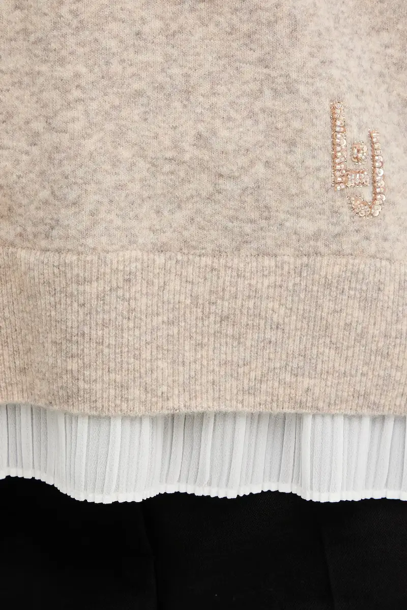 maglione con lana colore beige MF5123 MA90Q miniatura 5