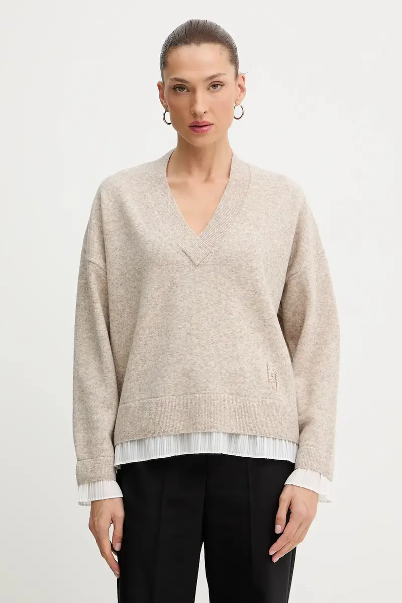 maglione con lana colore beige MF5123 MA90Q