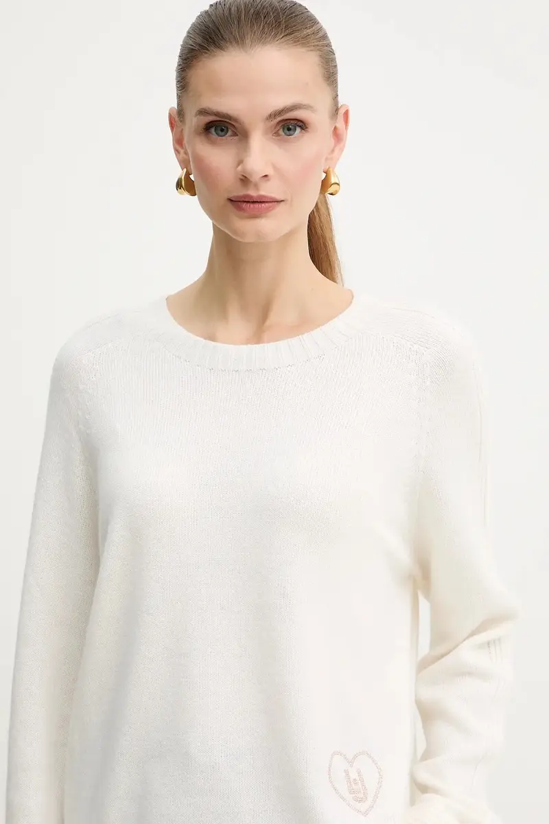 maglione con lana colore beige MF5444 MS76L miniatura 4