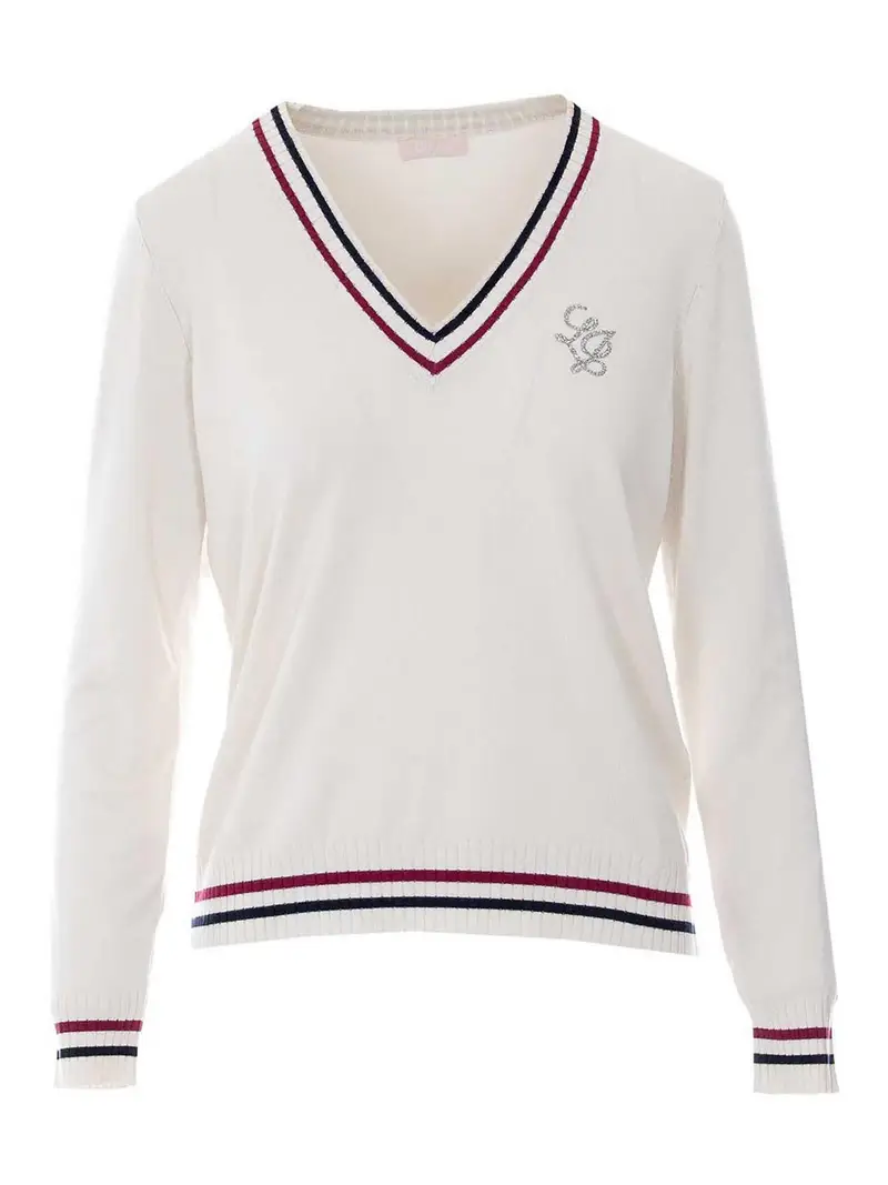 Maglione con logo bianco latte
