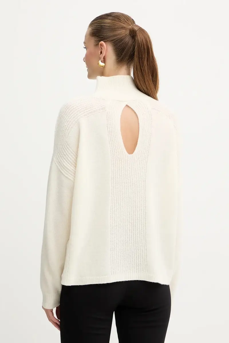 maglione in lana donna colore beige MF5059 MS009 miniatura 3