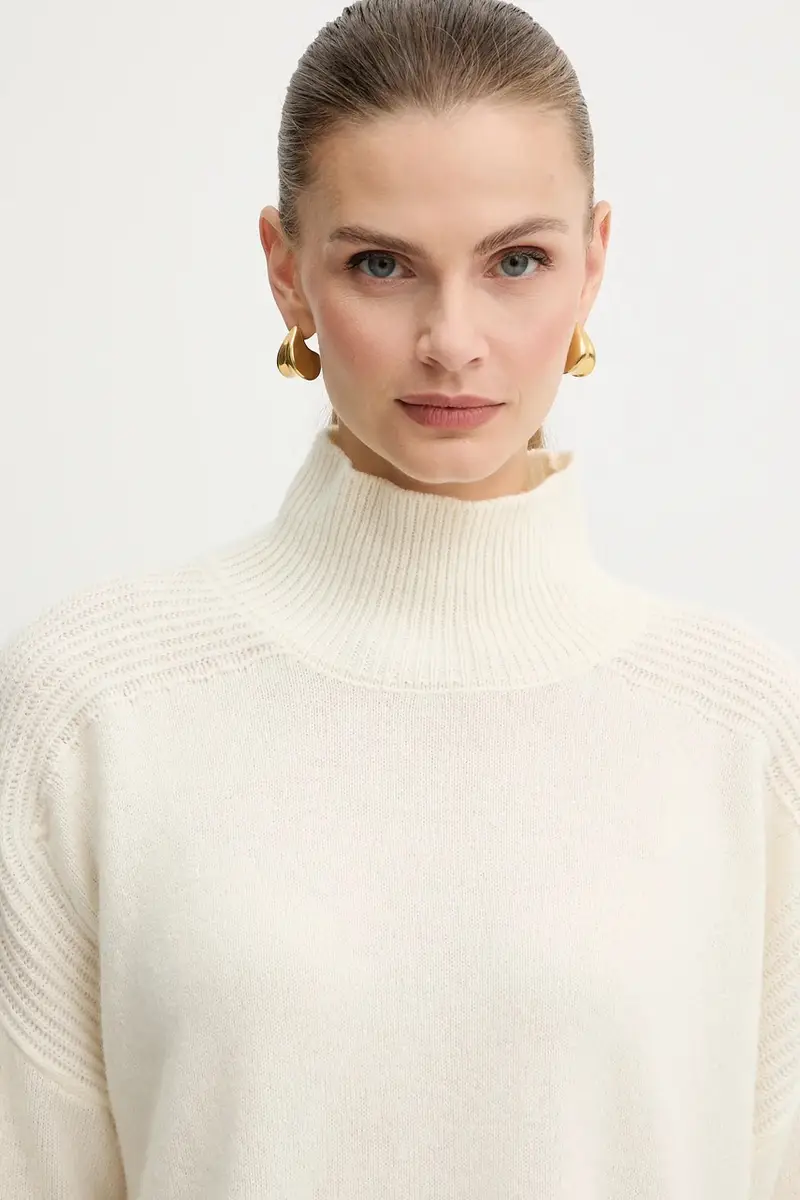 maglione in lana donna colore beige MF5059 MS009 miniatura 4