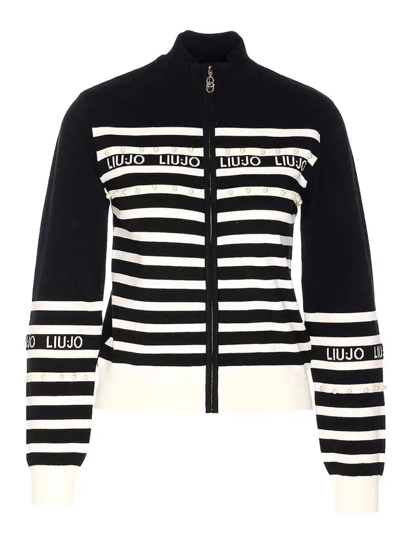 Maglione zip logo Nero