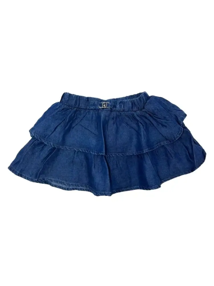 minigonna kids/junior blu in denim con logo