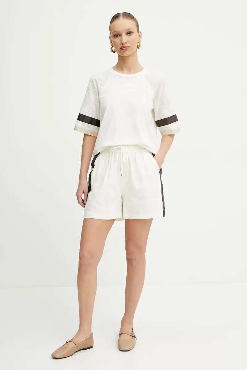 pantaloncini in cotone colore beige TA5160 TS930 miniatura 2