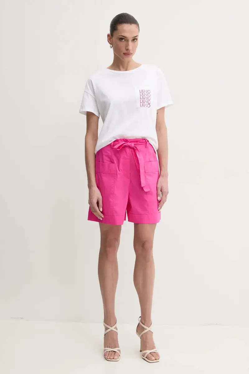 pantaloncini in cotone donna colore rosa WA5175.T4853 miniatura 2