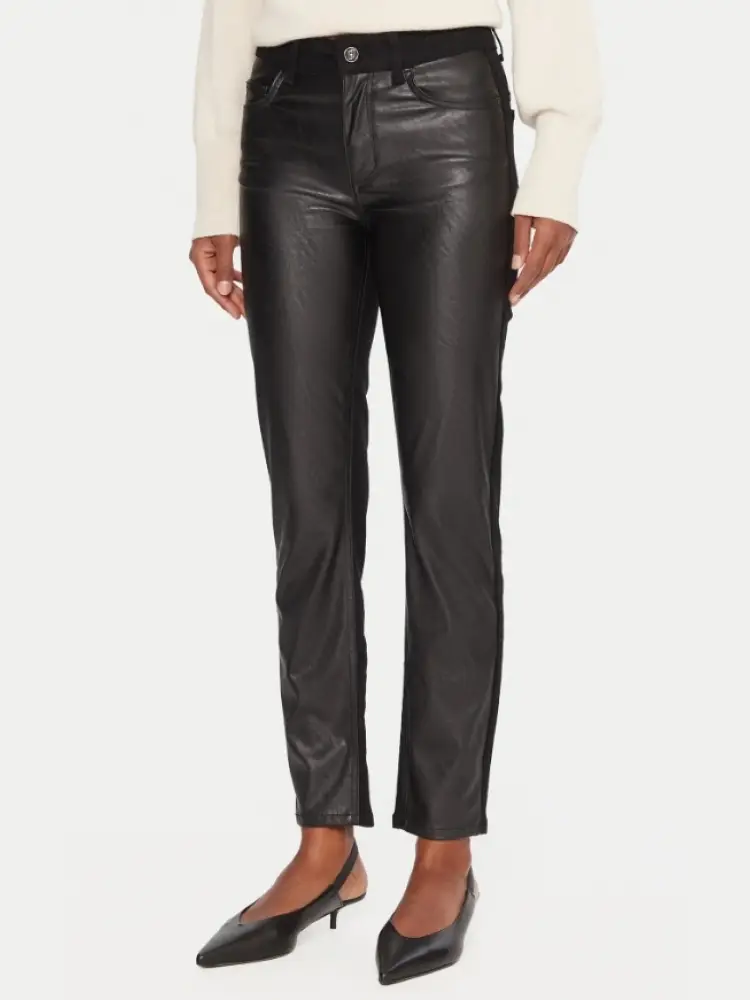 pantalone a vita alta skinny in similpelle nero