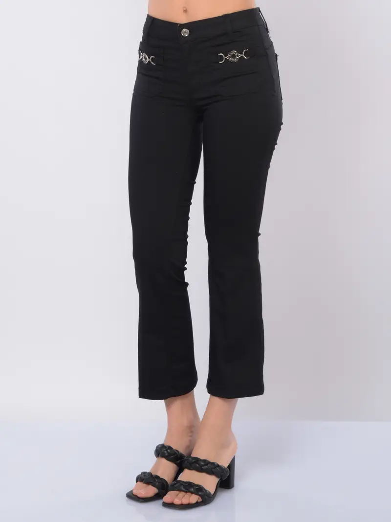 pantalone da donna Liu Jo boot cut con applicazioni NERO