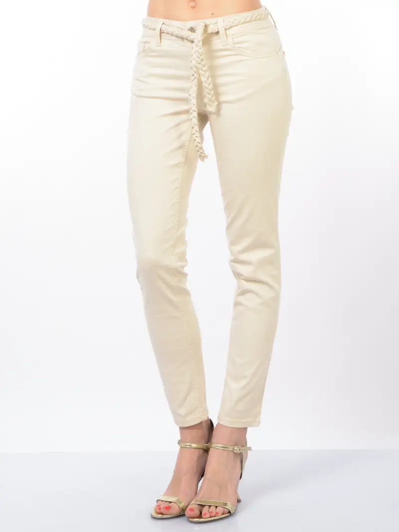 pantalone da donna Liu Jo cinque tasche con cintura treccia BEIGE