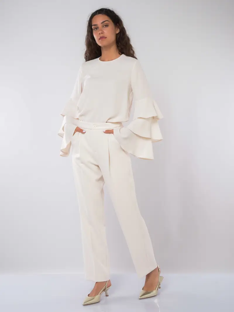 pantalone da donna Liu Jo con elastico e pinces BEIGE miniatura 2