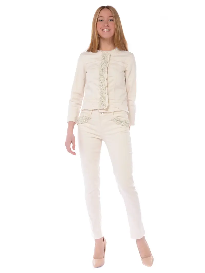 pantalone da donna Liu Jo Skinny con applicazioni BEIGE miniatura 2