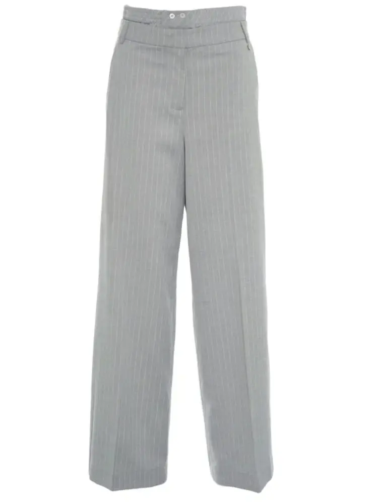pantalone donna gessato grigio