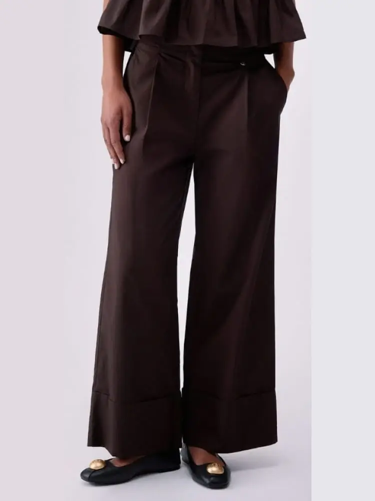 pantalone donna lungo marrone