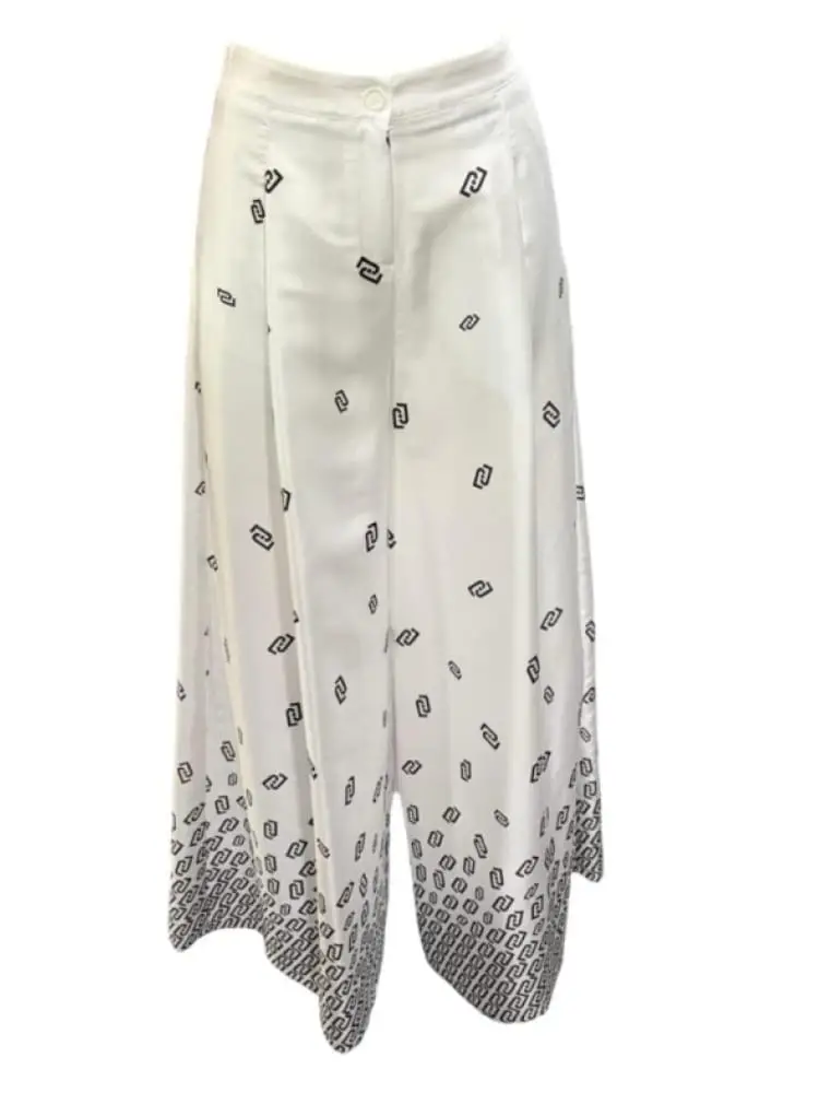 pantalone kids/junior bianca con pattern logato