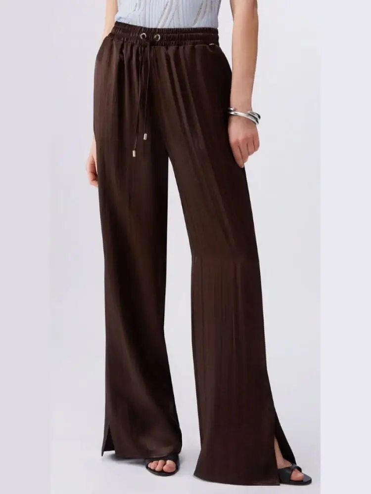 pantaloni a palazzo donna marroni