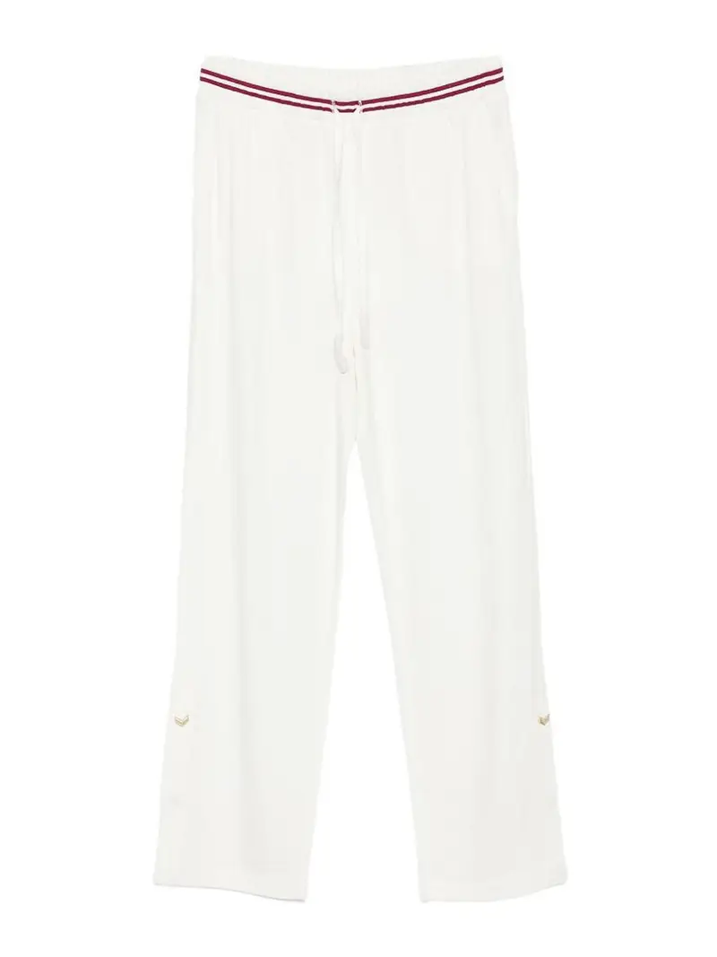 Pantaloni Casual Bianchi Con Dettagli Rossi Bianco
