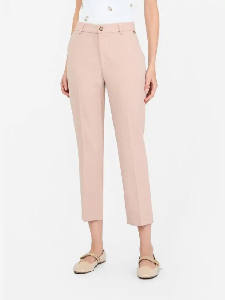 pantaloni chino in tessuto mélange rosa