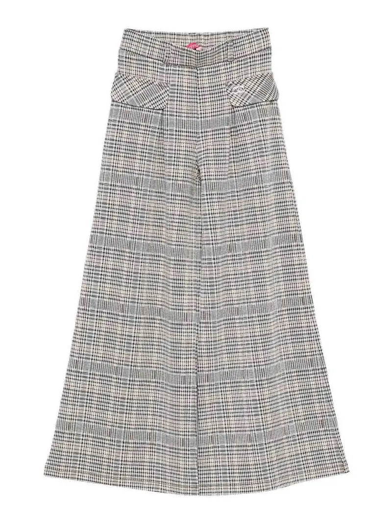 Pantaloni con motivo a quadri a gamba larga Nero