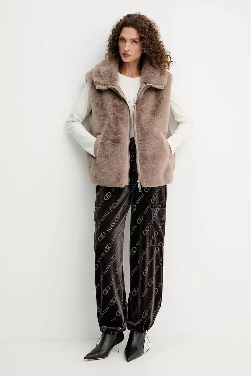 pantaloni da tuta in velluto donna colore marrone TF5111.J4955 miniatura 2