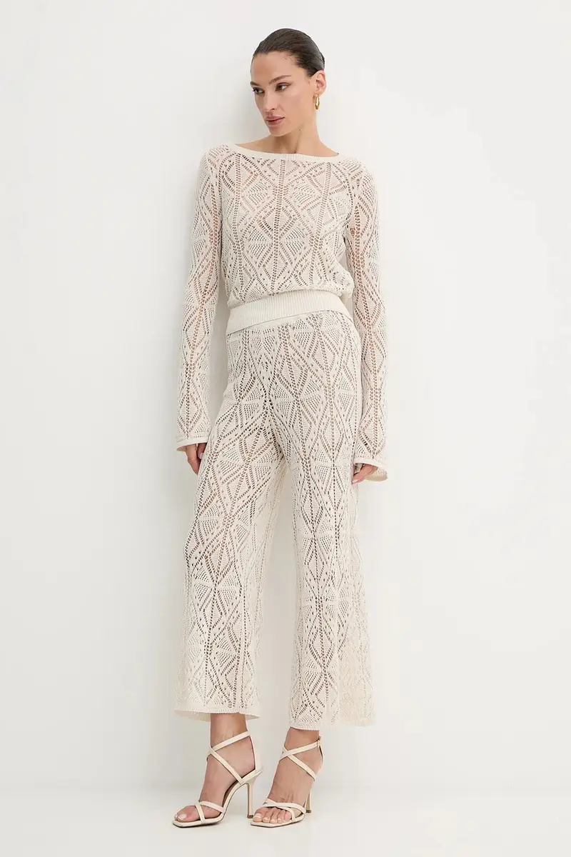 pantaloni donna colore beige WA5341.MS007 miniatura 2