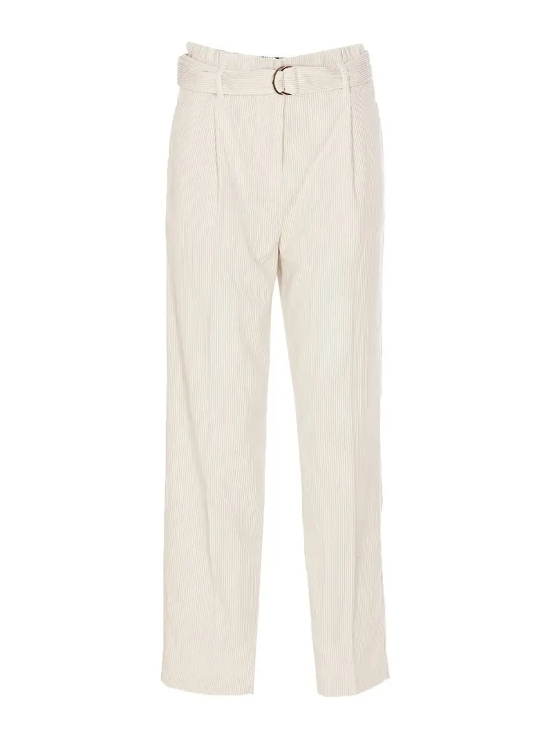 Pantaloni in velluto a coste con cintura Bianco