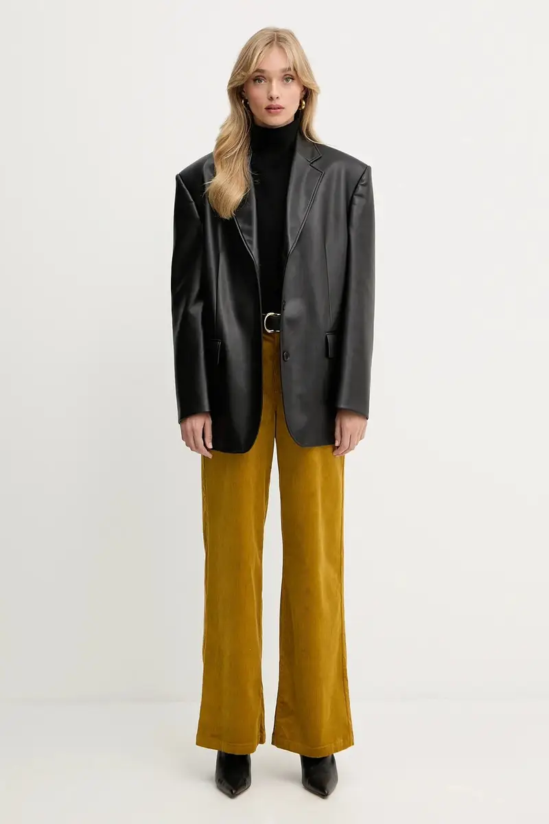 pantaloni in velluto a coste donna colore giallo MF5274 T192A miniatura 2