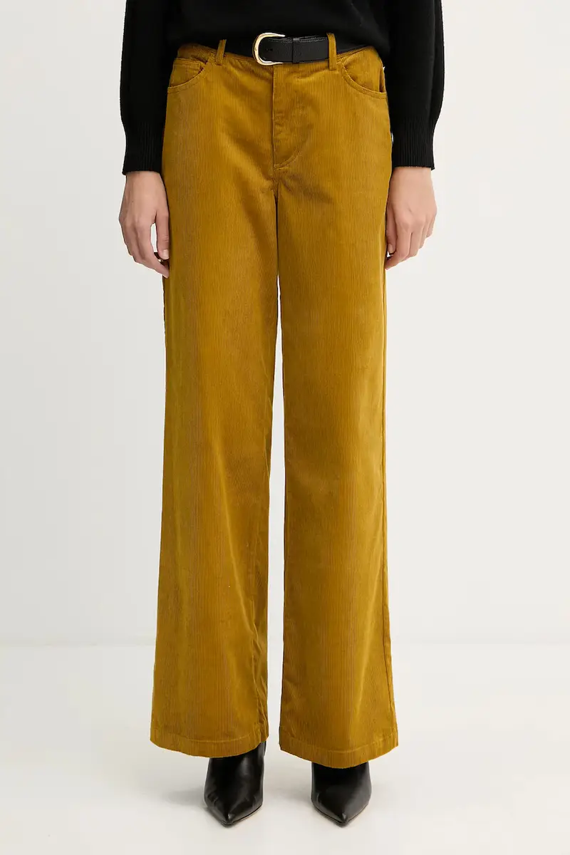 pantaloni in velluto a coste donna colore giallo MF5274 T192A