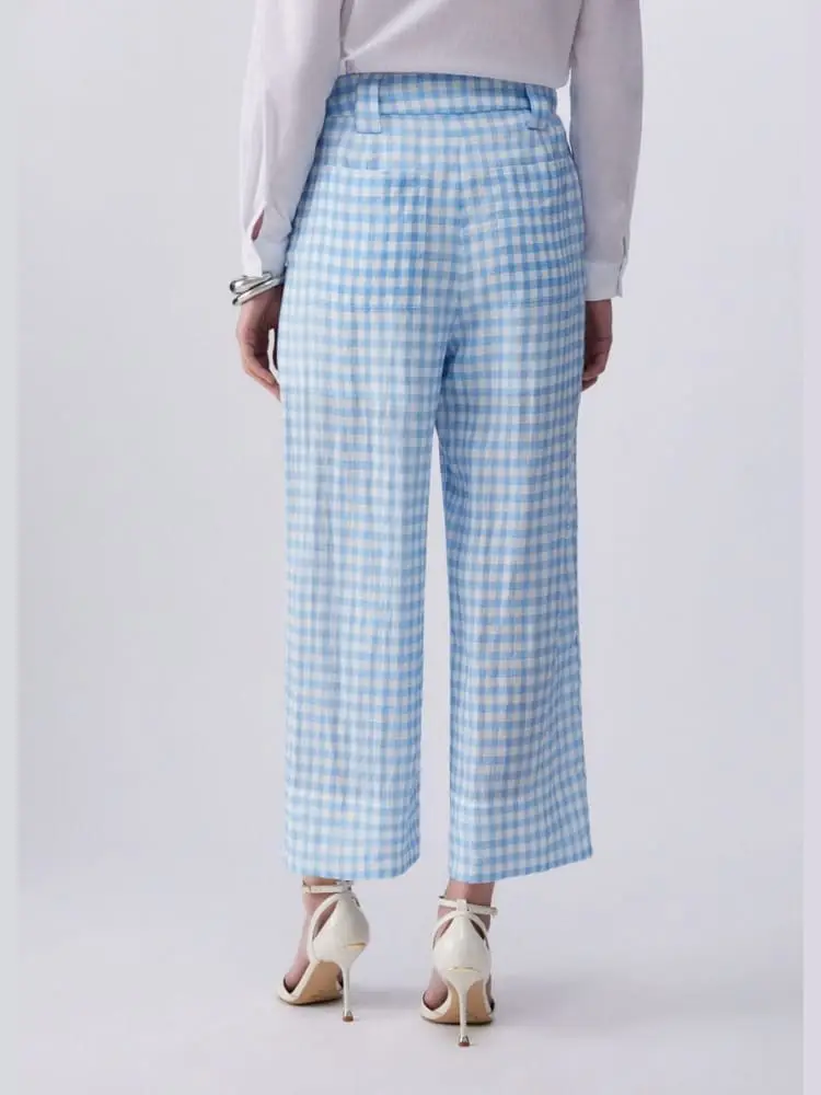 pantaloni in vichy celeste chiaro miniatura 2