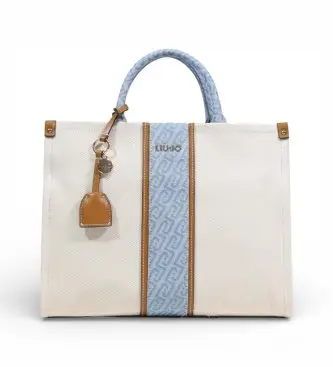 per donna AA6206 T388A Borsa media in jacquard beige e blu (OSFA), Casual, Cotone, Denim