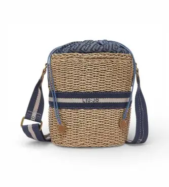 per donna AA6218 A0005 Borsa a tracolla in rafia marrone e blu (OSFA), Casual, Tessuto