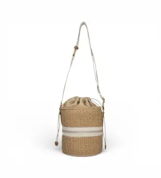 per donna AA6218 A0005 Borsa a tracolla in rafia marrone (OSFA), Casual, Tessuto