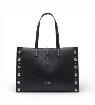 per donna AA6223 ES031 Grande borsa tote nera con borchie (OSFA), Nero, Casual, Poliuretano