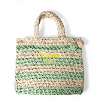 per donna AA6245 A0006 Borsa in rafia verde (OSFA), Casual