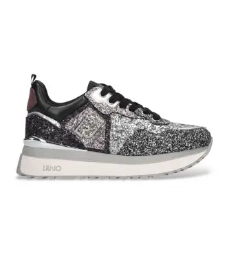 per donna BF5009TX007S3810 Sneakers con plateau glitterate nere (38), Pelle, Nero, 3 a 5cm, Stringhe, Casual